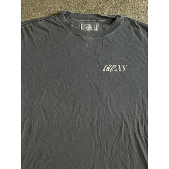 Vintage 90s Guess Surf Fader T Shirt Distressing Double Sided Grey Size Medium - Picture 2 of 7